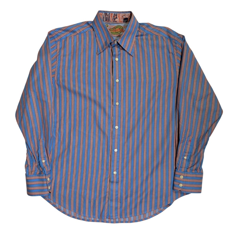 Robert Graham Dress Shirt Mens Size XL Button Up Striped Stripes Preppy Formal